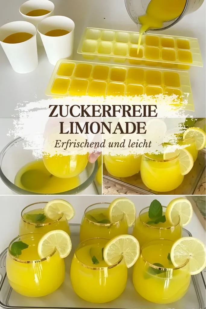 Zuckerfreie Limonade mit Zitrone Eiswurfel