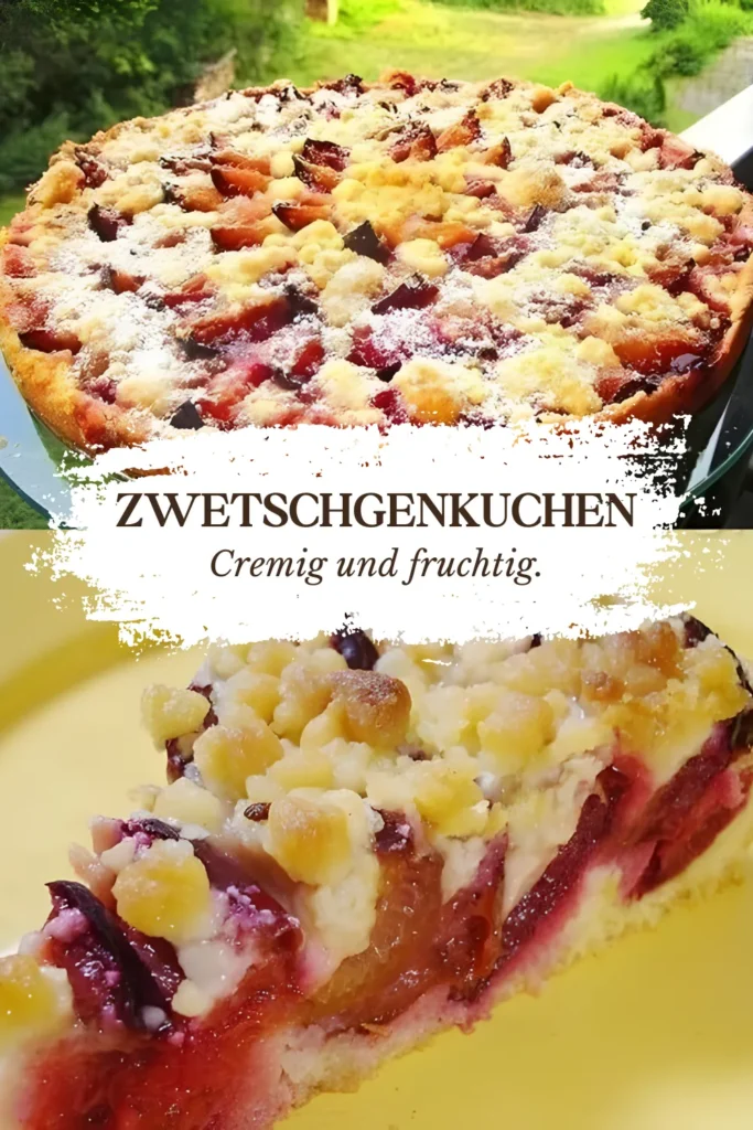 Zwetschgenkuchen mit Vanillepudding in 5 Minuten im Ofen