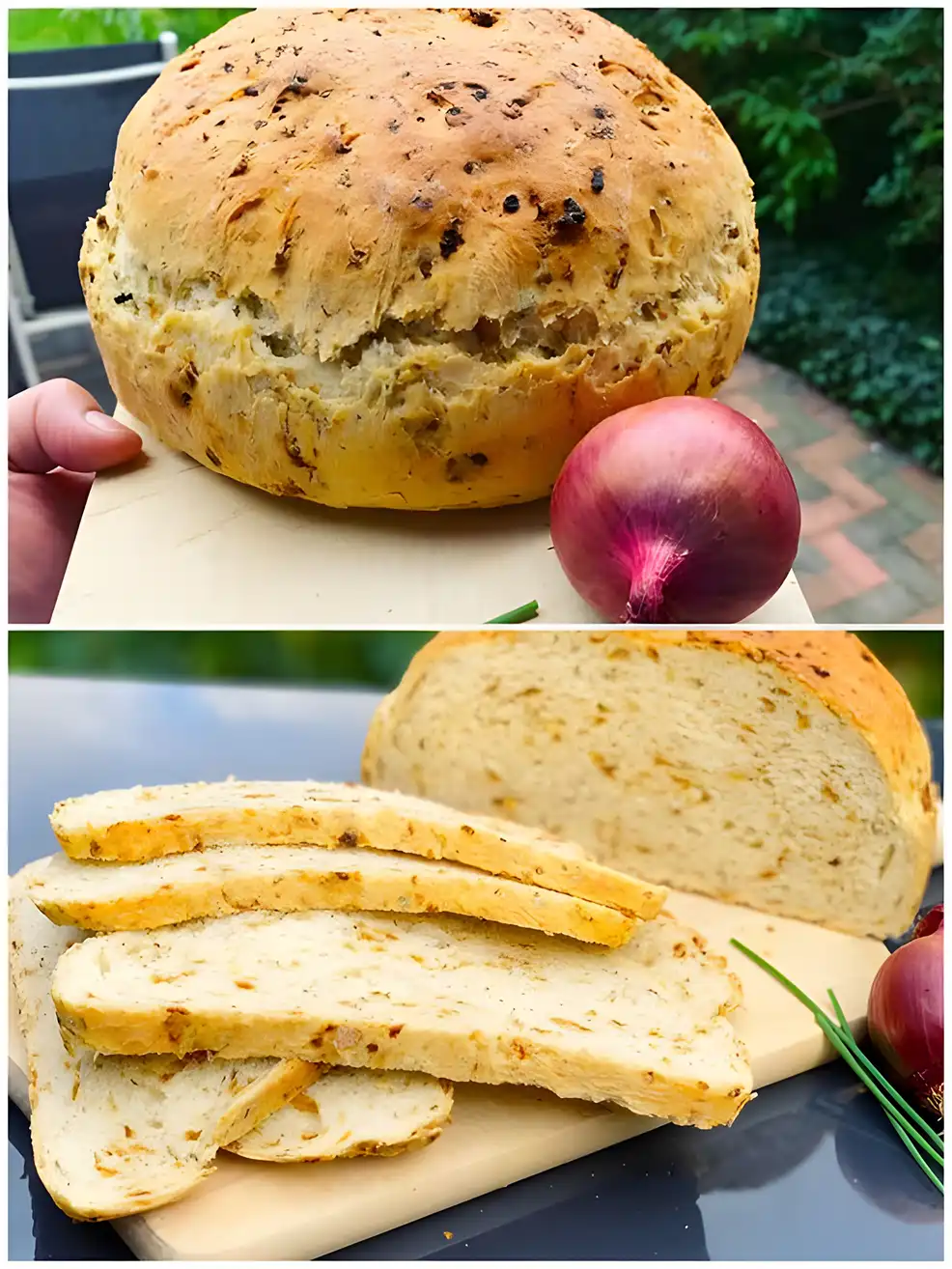 Zwiebelbrot ohne Hefe mit 250 g Magerquark W2xEX 2.5x Q99 1