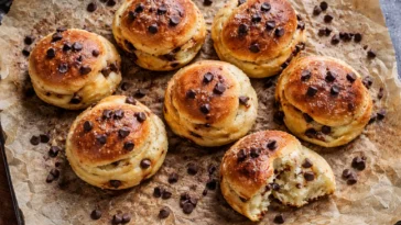 Leckere 10-Minuten Schoko-Brötchen mit Quark auf einem Teller