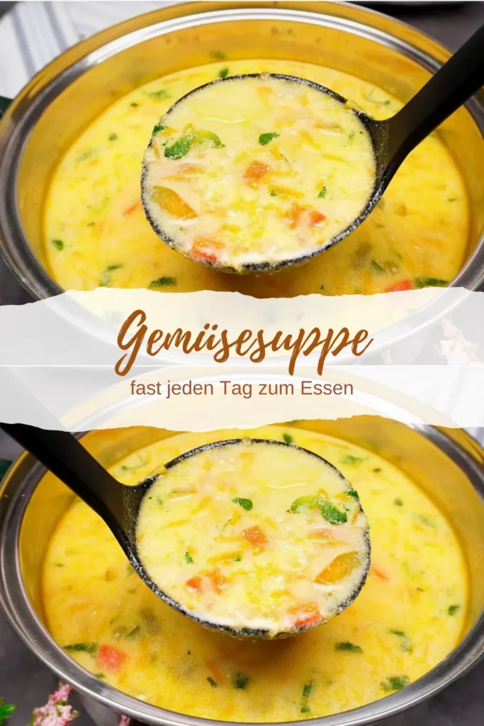 Herzhafte Fünf-Gemüse-Suppe 1 Ich koche diese Gemusesuppe fast jeden Tag zum Essen