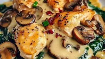 Spinat mit Hahnchenbrust in Knoblauch Parmesansauce result