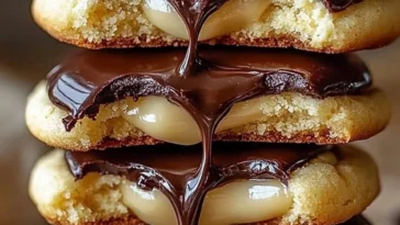 Leckere Boston Cream Pie Kekse auf einem weißen Teller
