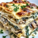 Cremige Lasagne mit Spinat und Champignons 3 Cremige Lasagne mit Spinat und Champignons auf einem Teller serviert