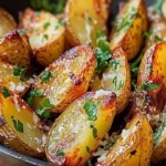 Herzhaft und lecker: Meine Lieblings-Parmesan Kartoffeln 4 Leckere Parmesan Kartoffeln auf einem Teller serviert