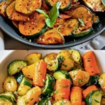 Kartoffel Zucchini Karotten Pfanne 4 Bunte Kartoffel Zucchini Karotten Pfanne, gesundes Rezept für Gemüsegericht