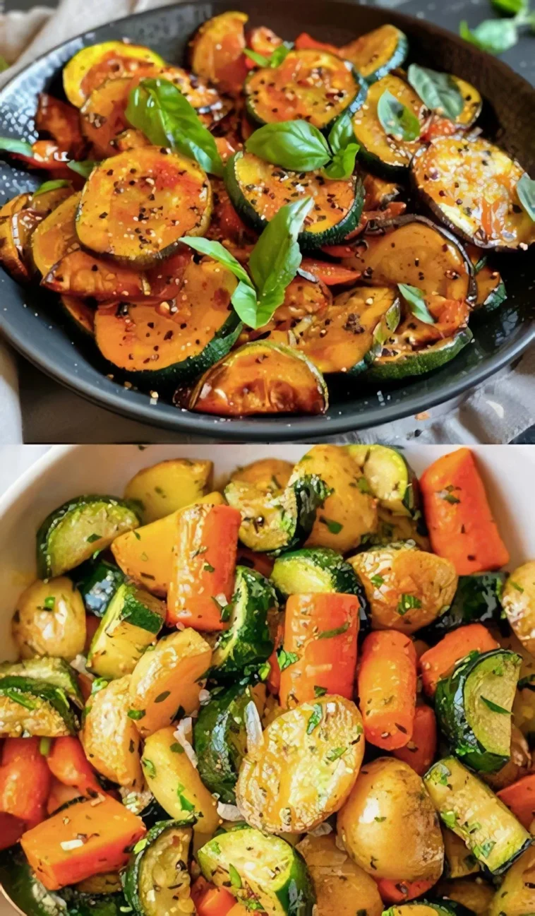 Kartoffel Zucchini Karotten Pfanne 7 Bunte Kartoffel Zucchini Karotten Pfanne, gesundes Rezept für Gemüsegericht