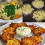 Knusprige Kartoffelpuffer 4 Knusprige Kartoffelpuffer auf einem Teller, goldbraun und lecker