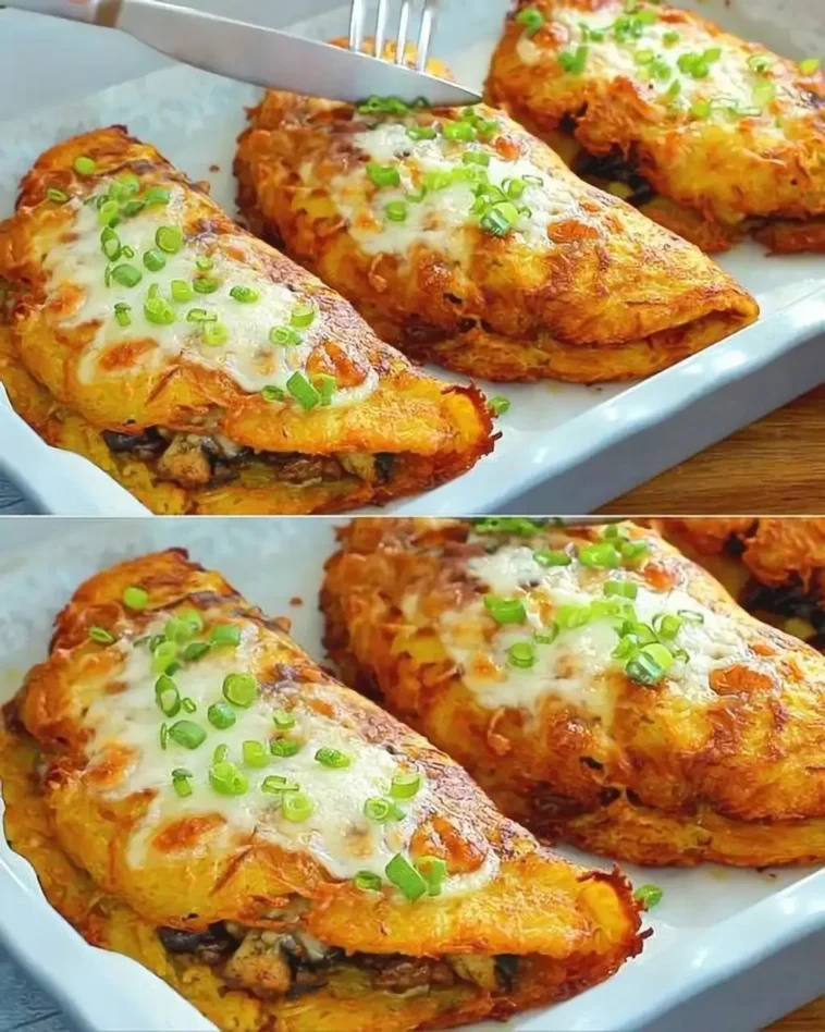 Knusprige Kartoffeltaschen mit Kräuter-Frischkäse 9 Knusprige Kartoffeltaschen gefüllt mit Kräuter-Frischkäse auf einem Teller