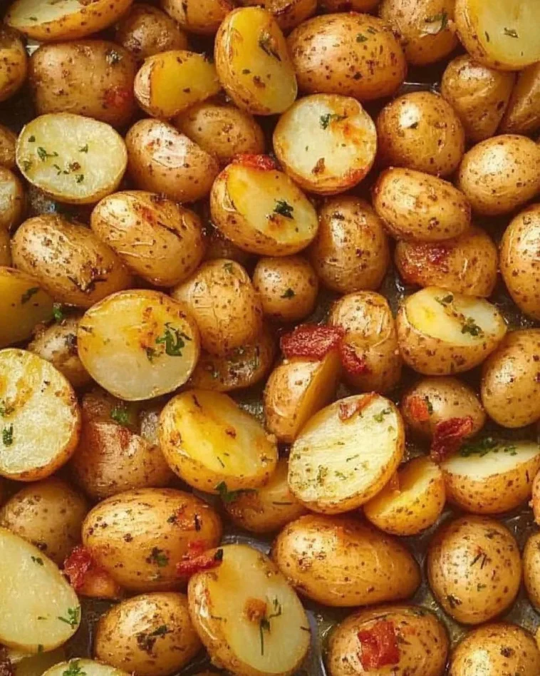 Knusprige Knoblauchkartoffeln mit Parmesan 8 Krustige Knoblauchkartoffeln mit Parmesan, goldbraun gebacken