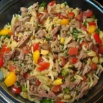 Kritharaki-Salat mit Hackfleisch perfekt für den Sommer 4 Kritharaki-Salat mit Hackfleisch, perfekt für sommerliche Tage