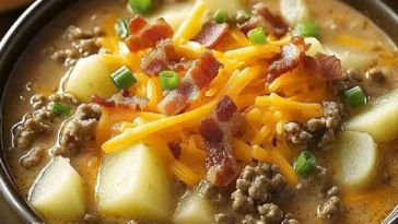 Leckere Hamburger Suppe für ein schnelles Abendessen mit frischen Zutaten.
