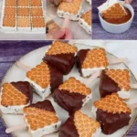 Mini Eiskekse mit Mascarpone und Schokolade 3 Mini Eiskekse mit Mascarpone und Schokolade auf einem Teller