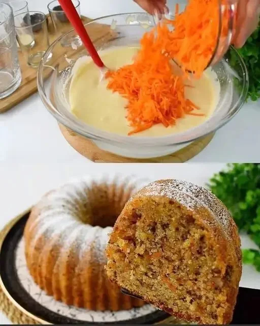 Möhrenkuchen mit Mandeln 2 Möhrenkuchen mit Mandeln, saftig und lecker auf einem Tisch präsentiert