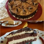 Mokkabuttercreme Torte 4 Mokkabuttercreme Torte mit Schokoladendekor und Kaffeebohnen