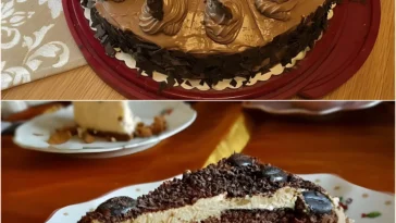 Mokkabuttercreme Torte mit Schokoladendekor und Kaffeebohnen