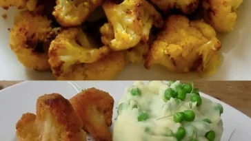 Paniertes Blumenkohl Gericht auf einem Teller, ideal für ein schnelles Abendessen.