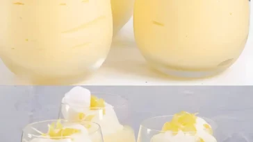 Pina Colada-Dessert mit tropischen Früchten und Sahne