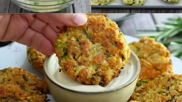 Schnelle Zucchini-Bratlinge mit Käse und Knoblauch auf einem Teller serviert