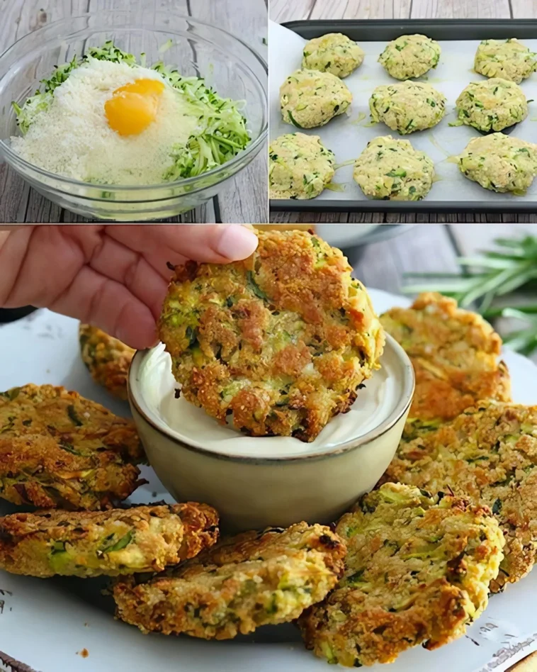 Schnelle Zucchini-Bratlinge mit Käse und Knoblauch 5 Schnelle Zucchini-Bratlinge mit Käse und Knoblauch auf einem Teller serviert