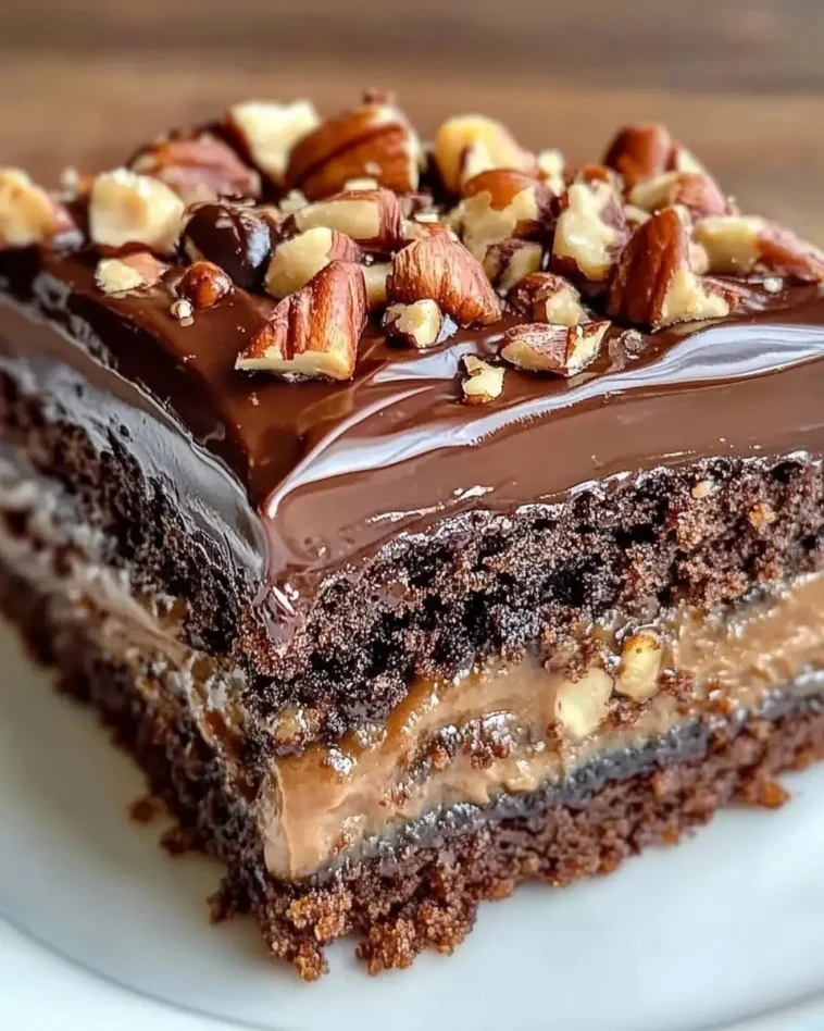 Schokoladen-Poke-Kuchen 6 Saftiger Schokoladen-Poke-Kuchen mit Schokolade und Sahne
