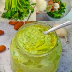 Selleriepesto 4 Selleriepesto in einer Schüssel, garniert mit frischer Petersilie
