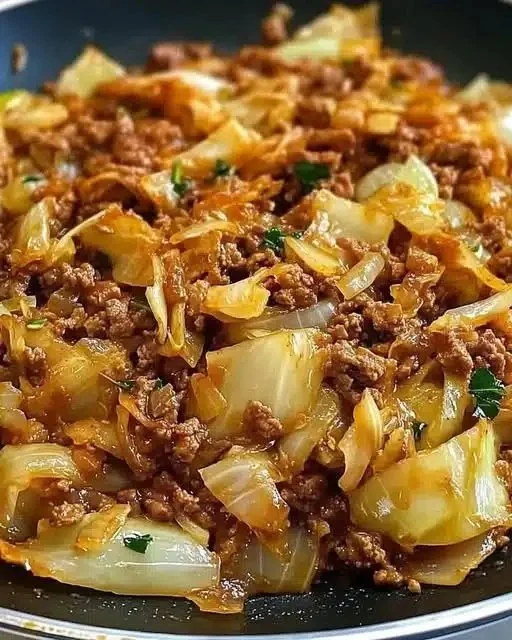 Spitzkohlpfanne mit Hackfleisch - Schnell und lecker für den Alltag 2 Spitzkohlpfanne mit Hackfleisch auf einem Teller, appetitlich angerichtet