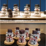 Süße Schneemänner zu Weihnachten 3 Süße Schneemänner aus Schnee und Dekorationen für Weihnachten