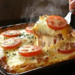 Toast-Mozzarella-Auflauf 3 Leckerer Toast-Mozzarella-Auflauf frisch aus dem Ofen serviert