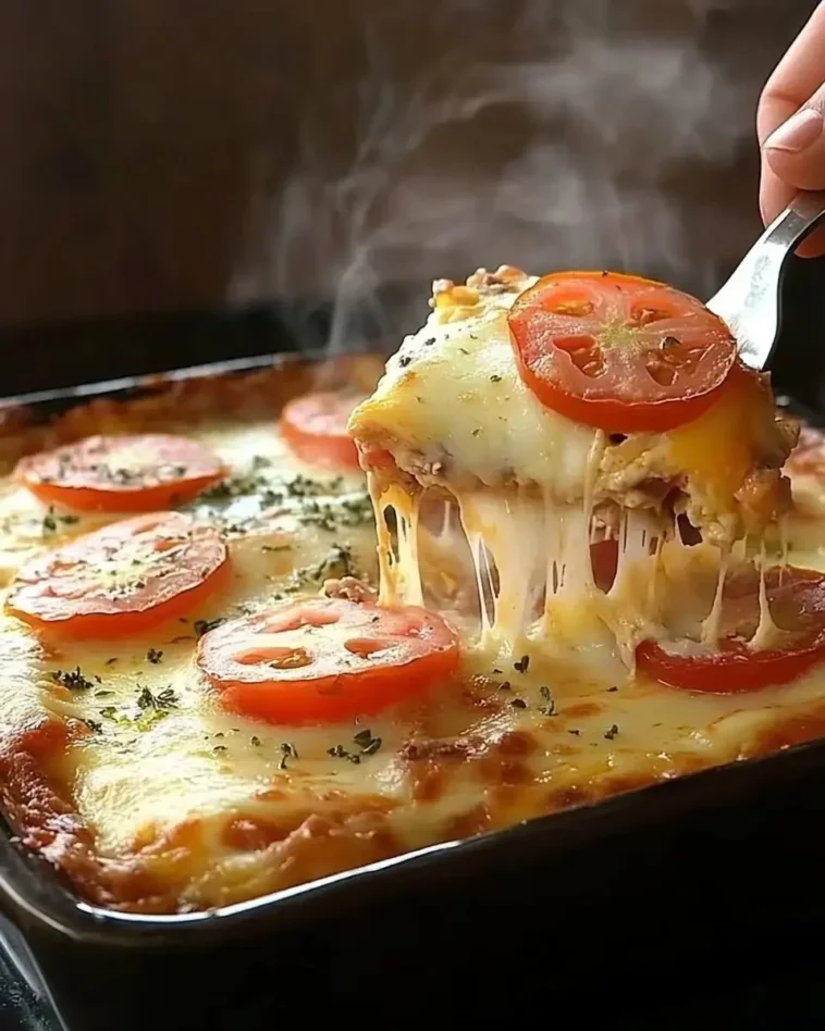 Toast-Mozzarella-Auflauf 5 Leckerer Toast-Mozzarella-Auflauf frisch aus dem Ofen serviert