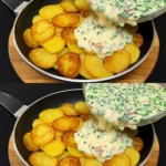 Traditionelles Kartoffelrezept mit Sauerrahm und Mozzarella 4 Traditionelles Kartoffelrezept mit Sauerrahm und Mozzarella auf einem Teller
