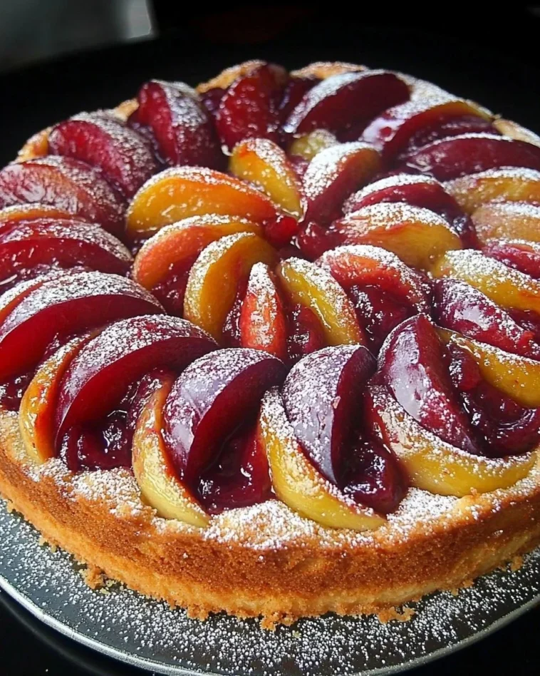 Welbester Pflaumenkuchen 3 Ein köstlicher Pflaumenkuchen mit saftigen Pflaumen und goldbraunem Boden