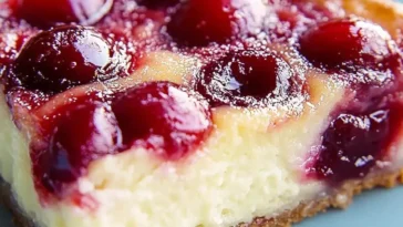 Zimt Kirsch Schmand Kuchen mit frisch gebackenen Kirschen und Zimt-Deckung
