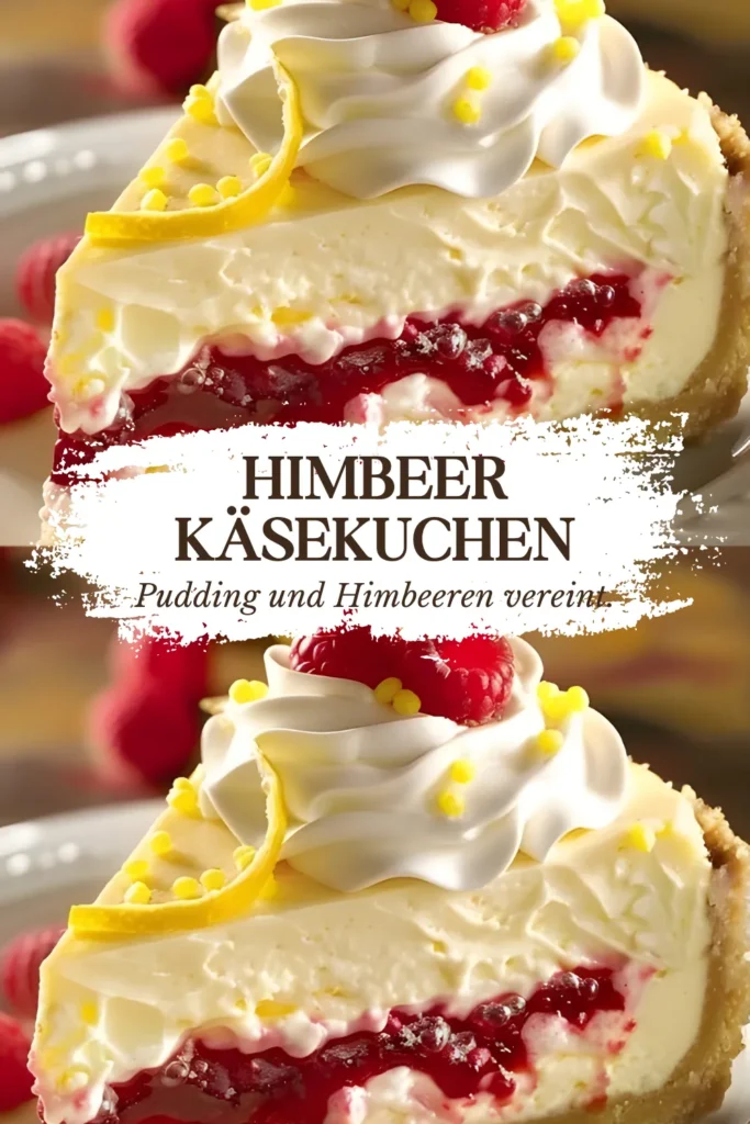 Käsekuchen mit Himbeeren 1 Kasekuchen mit 200 g Himbeeren und 1 Packung Puddingpulver