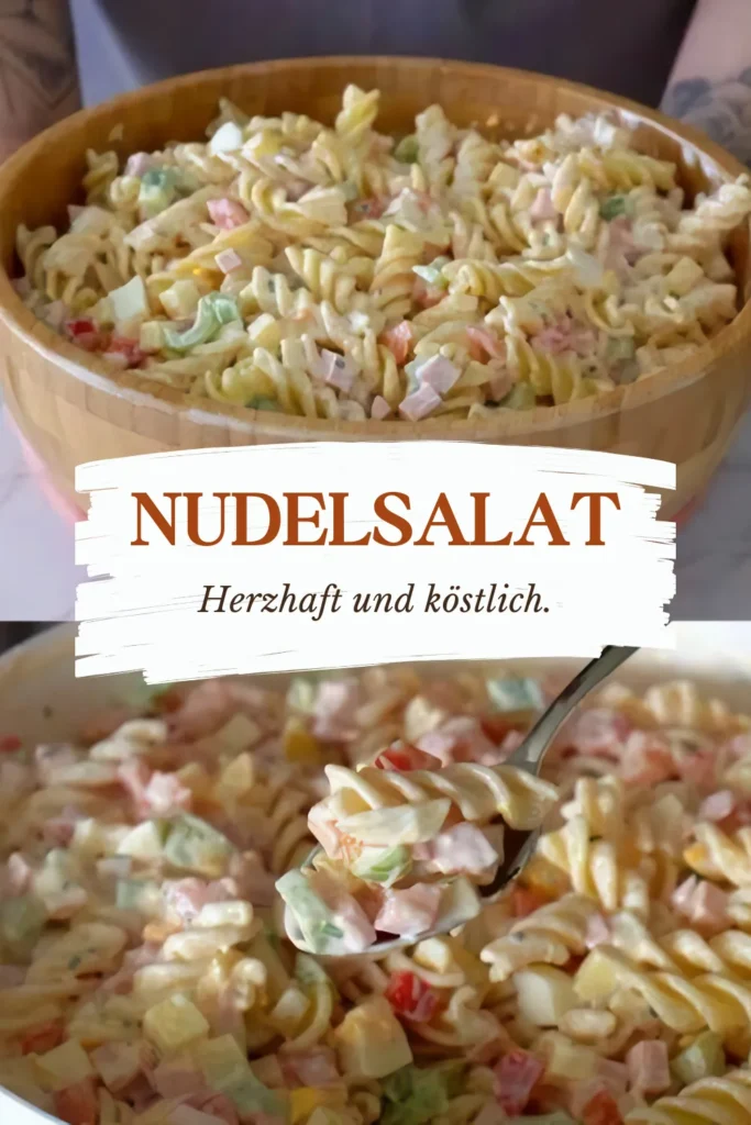 Nudelsalat mit leckerer Geheimsoße 1 Nudelsalat mit leckere Geheimsose und 250g Kase