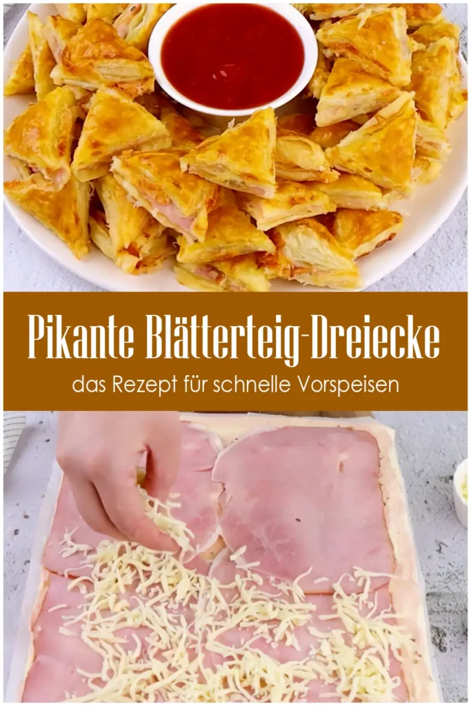 Blätterteig-Dreiecke mit Käse und Schinken 1 Pikante Blatterteig Dreiecke das Rezept fur schnelle Vorspeisen