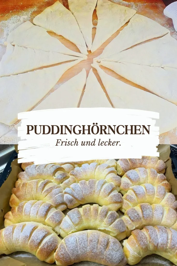 Frische Puddinghörnchen mit Hefeteig und Puddingfüllung 1 Puddinghornchen bleiben Tagelang immer noch frisch