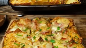 Leckerer Kartoffelauflauf mit Käse und Kräutern im Ofen gebacken