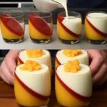 Mango Panna Cotta 3 Leckere Mango Panna Cotta in einem Glas serviert
