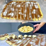 Omas Schnecken mit Zimtzucker 3 Leckere Omas Zimtzucker Schnecken auf einem Teller serviert.
