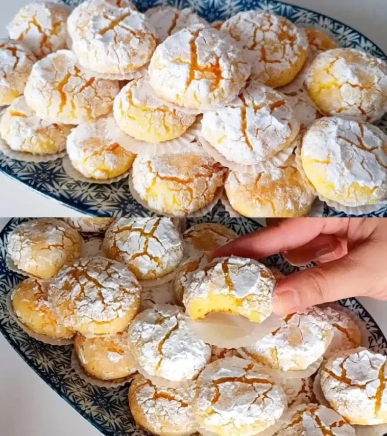 Orangenkekse 2 Frisch gebackene Orangenkekse auf einem Teller, dekoriert mit Orangenscheiben.