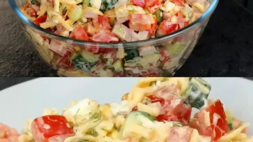 Leckerer Paprika Gouda Salat mit frischen Zutaten
