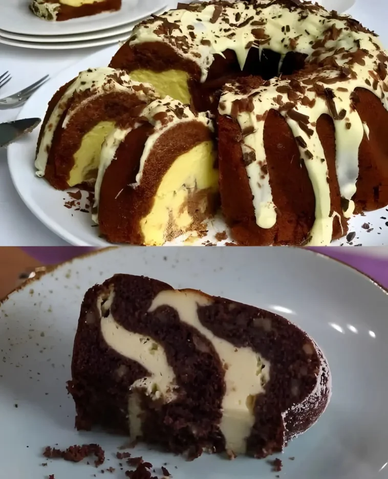 Quark Gugelhupf 14 Frischer Quark Gugelhupf auf einem Kuchenteller, dekoriert mit Puderzucker.