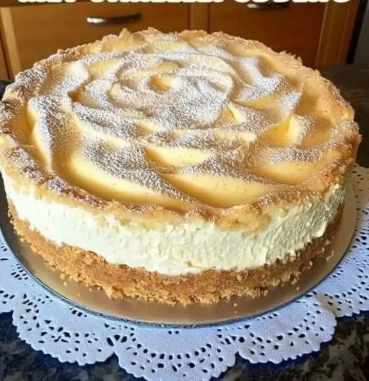 Quark Schneekuchen mit Pudding 2 Leckerer Quark Schneekuchen mit Pudding auf einem Teller serviert.