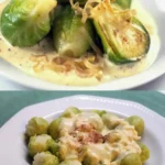 Rosenkohl in Frischkäse-Senfsauce 4 Rosenkohl in Frischkäse-Senfsauce auf einem Teller serviert