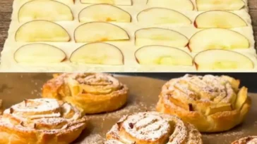 Schnelle Apfelstrudel-Röllchen auf einem Teller serviert