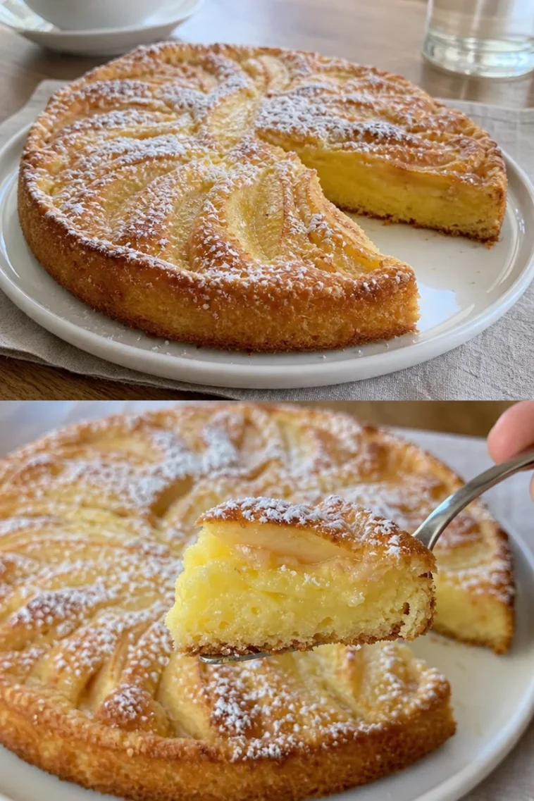 Apfelkuchen Vanillepudding Rezept 23 Apfelkuchen mit Vanillepudding auf einem Teller serviert
