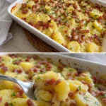 Carbonara Kartoffeln aus dem Ofen Rezept 3 Leckere Carbonara Kartoffeln aus dem Ofen, garniert mit Speck und Parmesan.