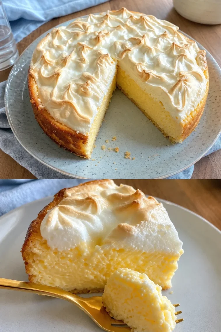 Eierlikör-Käsekuchen ohne Boden auf einem weißen Teller serviert.
