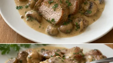 Filetpfanne mit Champignons in einer leckeren, saftigen Sauce